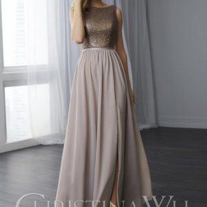 Christina Wu Celebration Sequin & Chiffon Gown